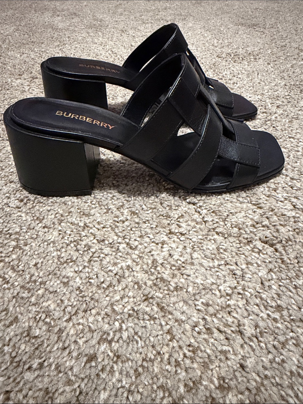 Burberry Black Leather Slide Mules 36.5 sandals